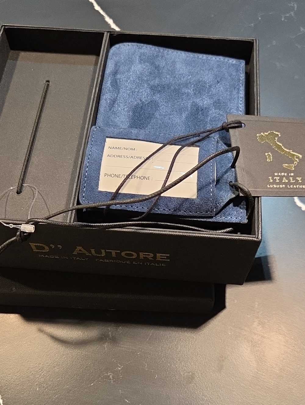 Navy Suede Card Wallet